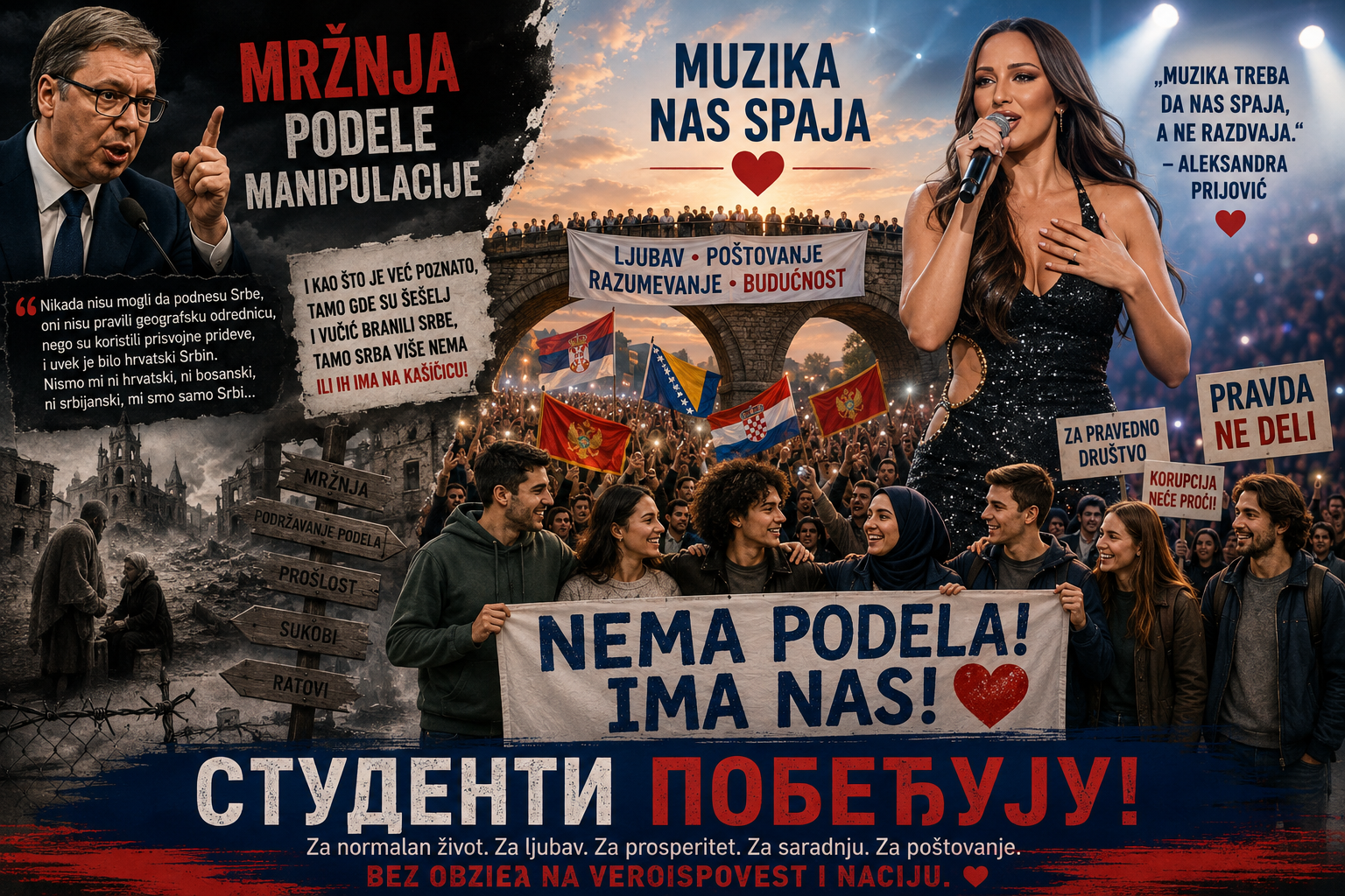 Aleksandra Prijović i studenti VS Aleksandar Vučić